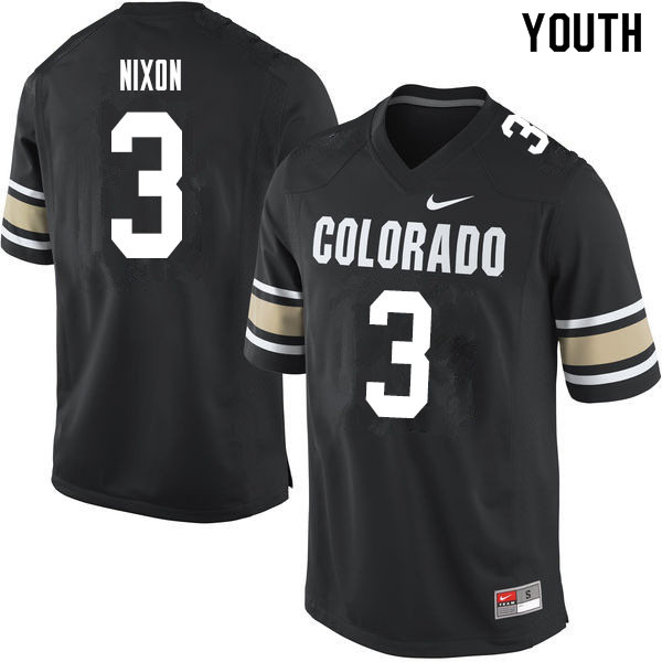 Youth #3 K.D. Nixon Colorado Buffaloes College Football Jerseys Sale-Home Black - Click Image to Close
